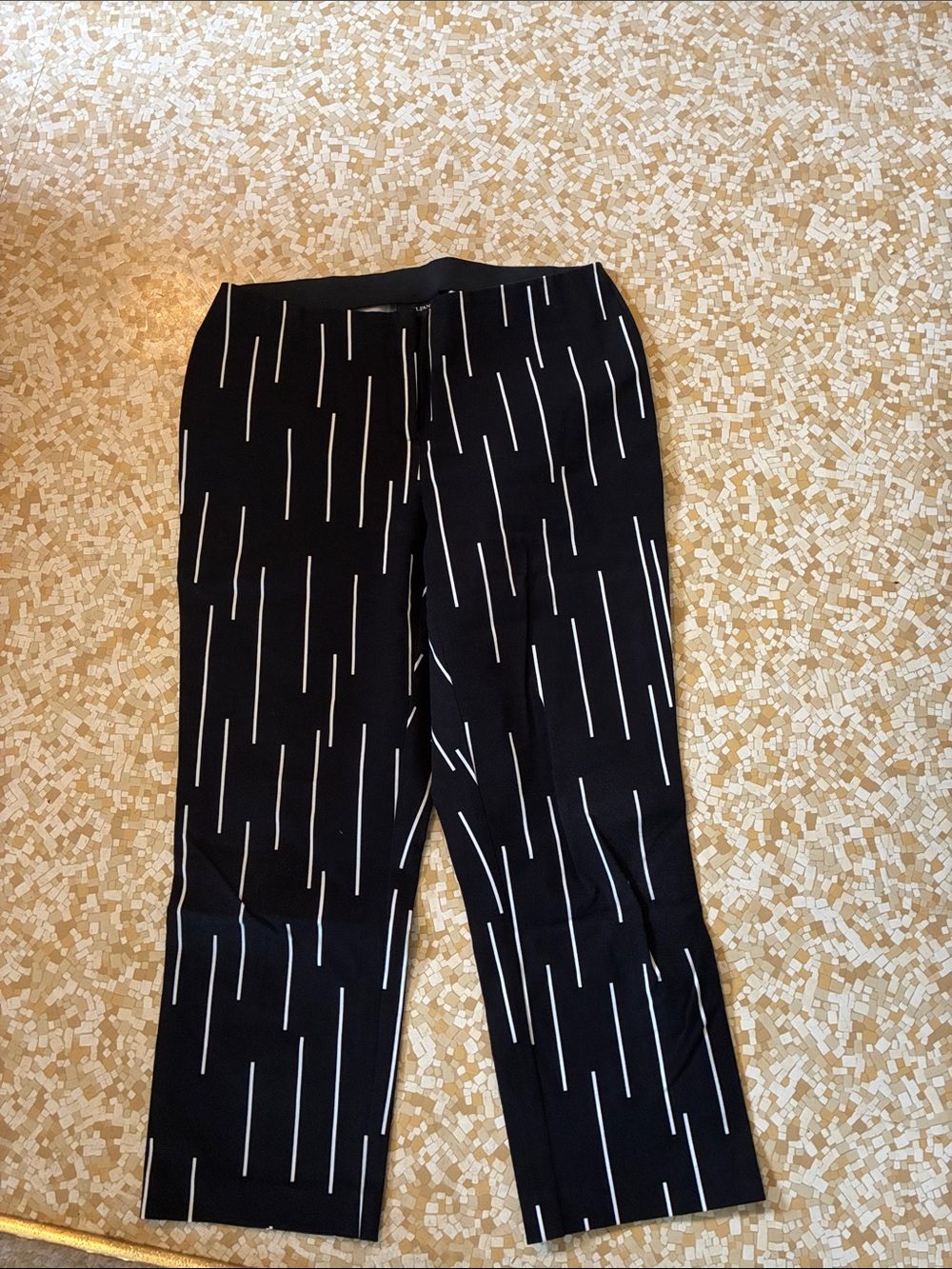Alfani Cropped Black Pants with White Pinstripes